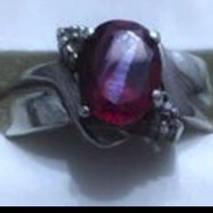 STERLING SILVER CREATED RUBY RING
